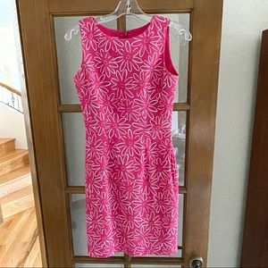 Vintage 1990s Oberon Pink Floral Sheath Dress, size 4 but fits like a 2